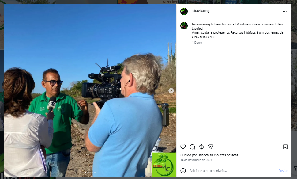 Entrevista com a TV Subaé sobre a poluição do Rio Jacuípe