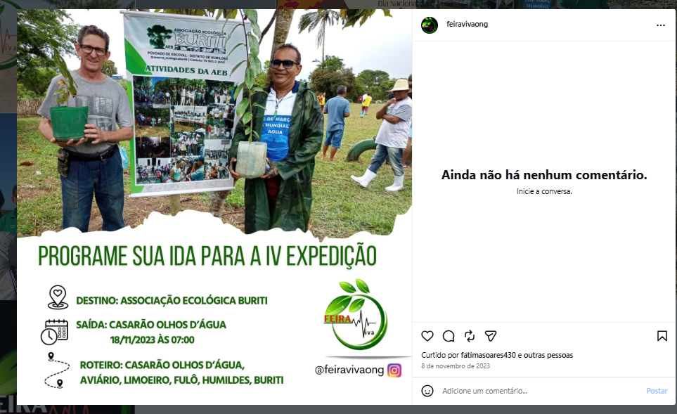 Cartaz da IV Expedição da ONG Feira Viva à Associação Ecológica Buriti