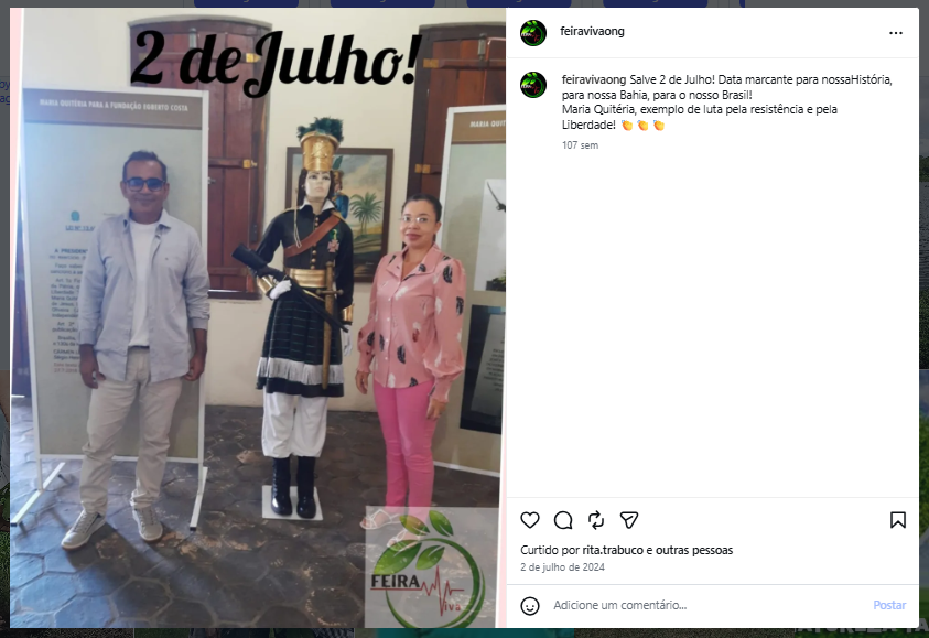 Homenagem ao 2 de Julho, com destaque para Maria Quitéria